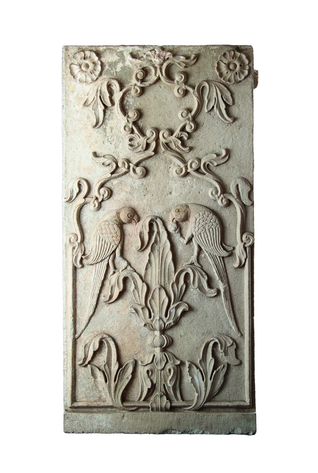 Indian Relief Carved Sandstone Architectural Rectangular Panel